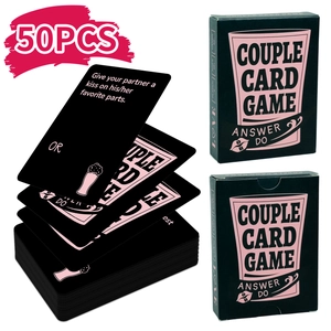 Jeu de cartes pour couples avec 50 cartes de défi dans un coffret cadeau noir et rose