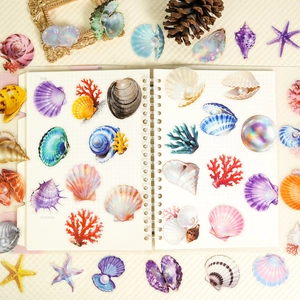 Autocollants PET Thème Océan Transparents Coquillage Étoile De Mer Corail Décoratifs Pour Scrapbook Journal DIY Décor