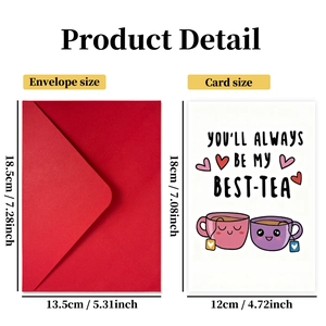 Detailed size specifications for the funny greeting card set with red envelope