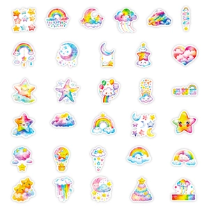 56Pcs colorful cartoon star and cloud graffiti stickers for kids DIY craft rewards