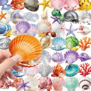 Autocollants PET colorés sur le thème des coquillages et étoiles de mer pour agendas