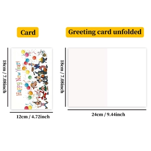 Tableau des tailles pour carte de vœux Nouvel An avec dimensions pliées et ouvertes