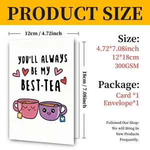 Detailed size chart showing 12x18cm greeting card and 300GSM envelope specifications