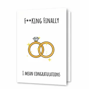 Detailsicht der 12x18cm Hochzeitkarte mit Ringgrafik und hochwertigem 300GSM Papier