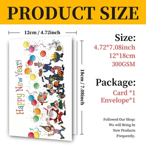 Détails de carte de Nouvel An 300GSM avec enveloppe et dimensions de 12x18 cm