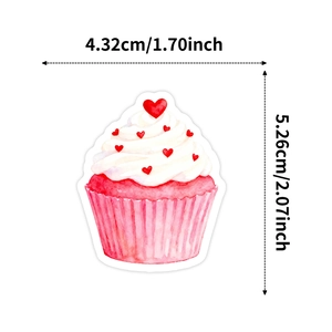 Αυτοκόλλητο cupcake ροζ διαστάσεις 4,32cm x 5,26cm με γλάσο καρδιάς για scrapbooking
