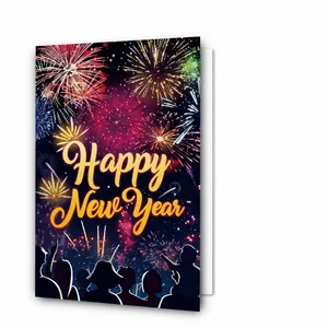 Detail of 300GSM Happy New Year greeting card with envelope and size specifications