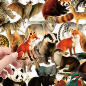 Close-up of realistic red fox forest animal PET sticker with detailed fur texture