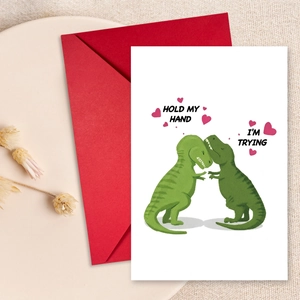 Grappige Valentijnsdag Kaart En Envelop Humoristisch Dier Dinosaurus Pinguïn Ontwerp Karton Wenskaart Cadeaukaart Voor Stellen Geliefden Jubileum