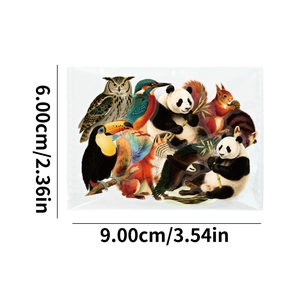 Detailed view of forest animal PET stickers with realistic designs and dimensions