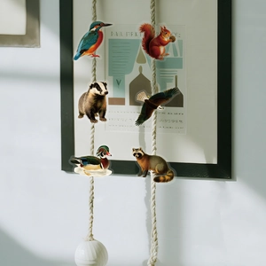 Detailed realistic forest animal stickers showing bird, squirrel and eagle textures