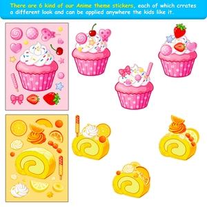 6 pack cartoon dessert puzzles for kids with cute cupcake and swiss roll stickers