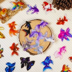 Colorful Goldfish PET Stickers Set Waterproof Decorative Transparent Fish Decals For Scrapbooking Journaling DIY Art Crafts