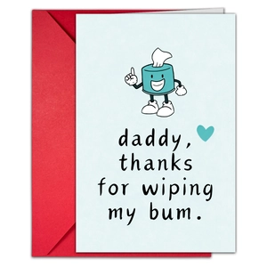 Carte d'anniversaire papa avec enveloppe rouge et dessin animé de boîte à mouchoirs