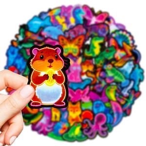 Neon style animal stickers featuring a glowing hamster design for creative DIY decoration