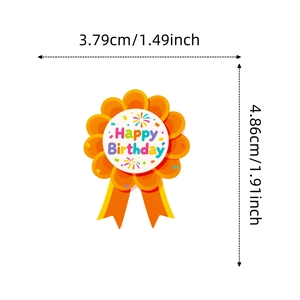 Detail of 4.86cm colorful Happy Birthday award ribbon sticker for party decorations