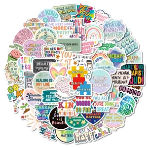 Lot de 56 stickers motivationnels santé mentale, autocollants en PVC imperméables