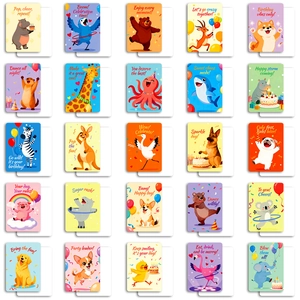25-pack colorful cartoon animal birthday cards with white envelopes for gift decoration
