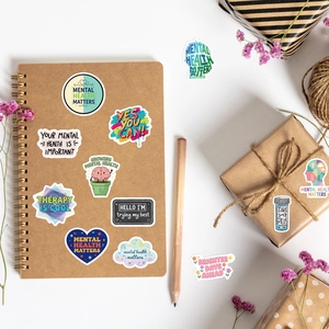 Autocollants santé mentale sur carnet kraft avec citations inspirantes étanches