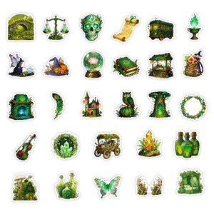 56Pcs Green Forest Magic Witch Stickers for scrapbooking and creative decoration