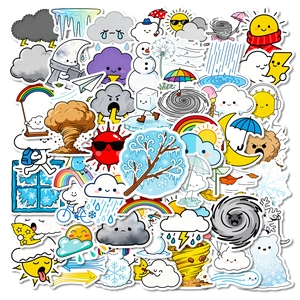 Cute Weather Cartoon Personified Graffiti Stickers Waterproof PVC Decals For DIY Laptop Water Bottle Scrapbook Phone Case Decoration Various Patterns