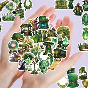 Close-up of wizard magic stickers showing waterproof PVC decals for scrapbooking