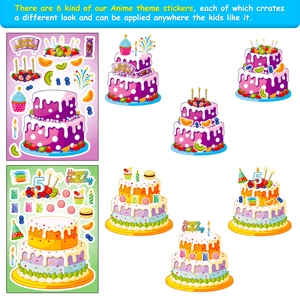 Autocollants de gâteau d'anniversaire pour enfants avec 6 styles variés et colorés