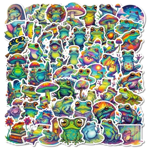 Psychedelic Frog Stickers For Laptop Luggage Water Bottle Cartoon Hippie Vinyl Waterproof Aesthetic Decals For Scrapbooking DIY Decoration