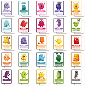 Set of 25 monster emotion flashcards for children's mood recognition and teaching