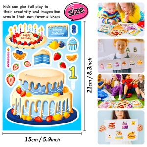Lot de 6 autocollants de gâteau double couche pour enfants DIY puzzle et artisanat