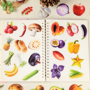 56-piece realistic fruit and vegetable transparent PET stickers for journals and crafts