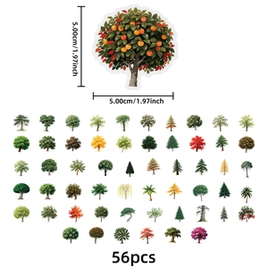 Set di 56 adesivi realistici con alberi della foresta in PET trasparente impermeabile