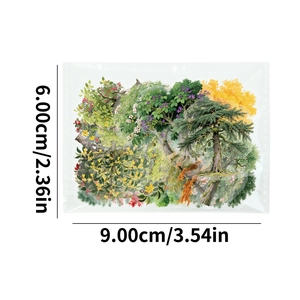 Dettaglio di adesivi realistici di alberi forestali con dimensioni di 9cm per 6cm