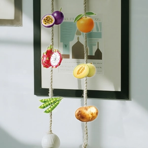 Realistic fruit and vegetable PET stickers featuring passion fruit, orange, and pea pod details