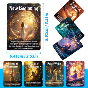 Cartas oráculo Gods of the Forest con ilustraciones de fantasía y citas en inglés