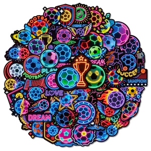 Lot de 56 autocollants néon football avec motifs graffiti colorés pour enfants