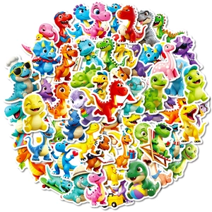 56-pack of cute 3D cartoon dinosaur stickers in vibrant colors for scrapbooking and laptops