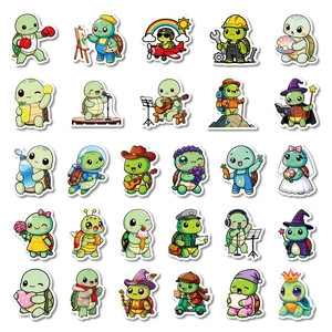 Set of 30 cute green cartoon turtle stickers for scrapbooking and luggage decoration
