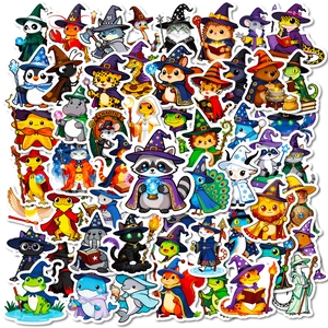 Cute Animal Wizard Stickers Waterproof PVC Cartoon Magic Theme Decor For Laptop Scrapbook Stationery Diary Decoration Gift