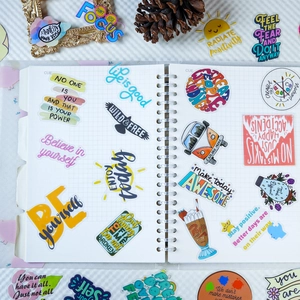 50pcs waterproof clear PET inspirational quote stickers for scrapbooking and laptops