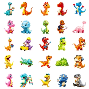 Set of 56 cute 3D cartoon dinosaur stickers for notebooks with various colorful designs