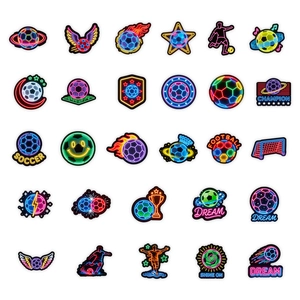 Lot de 56 stickers graffiti football néon avec trophées et silhouettes de footballeurs