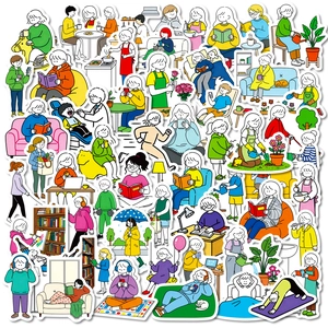Waterproof Cartoon Life Scene Stickers For Journaling Scrapbooking DIY Decoration Minimalist Aesthetic Hand Drawn PVC Decals