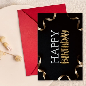 Creative Neon Happy Birthday Greeting Card And Red Envelope Set Gold Stamping Coated Paper Cards For Birthday Party Gifts Stationery