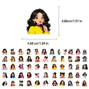 Detailweergave van 50 cartoon meisjesstickers van 4,86cm voor helmen en bagagekoffers