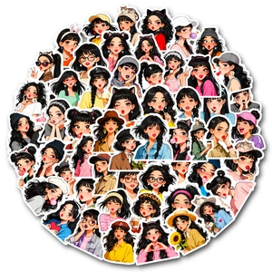 Set van 56 waterdichte cartoon meisjes stickers voor bagage en telefoonhoesjes
