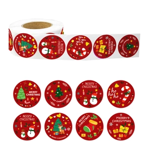 Merry Christmas Aufkleber Rund Rot Selbstklebend Versiegelungsetiketten Für Geschenkbox Umschlag Deko Weihnachtsbaum Schneemann Rentier Muster