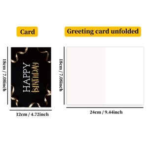 Neon style Happy Birthday card dimensions showing folded and unfolded greeting card size