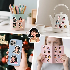 Waterdichte cartoon meisjes stickers aangebracht op telefoonhoesjes en notitieboekjes