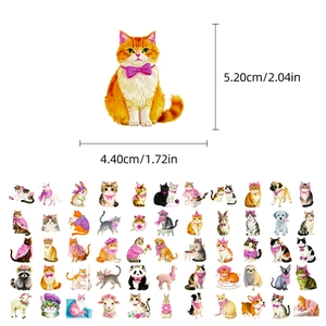 Detailed size chart and 50 unique pink animal stickers for scrapbooking and decoration